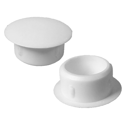 Plugs with flat head OD 5 Cover 20 Ht. 7,5 mm - PE White